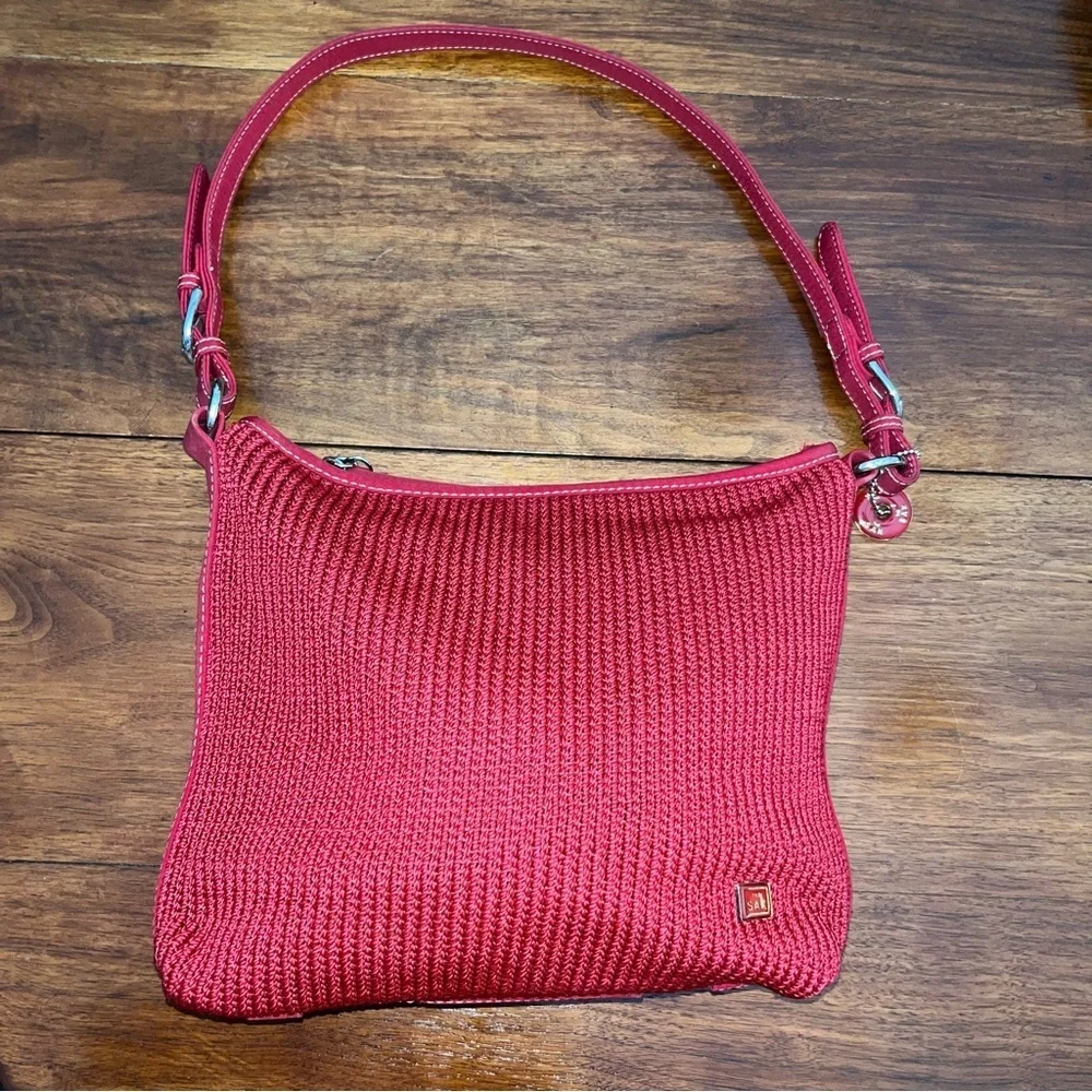 SAK Original Crochet Handbag Shoulder Bag Red